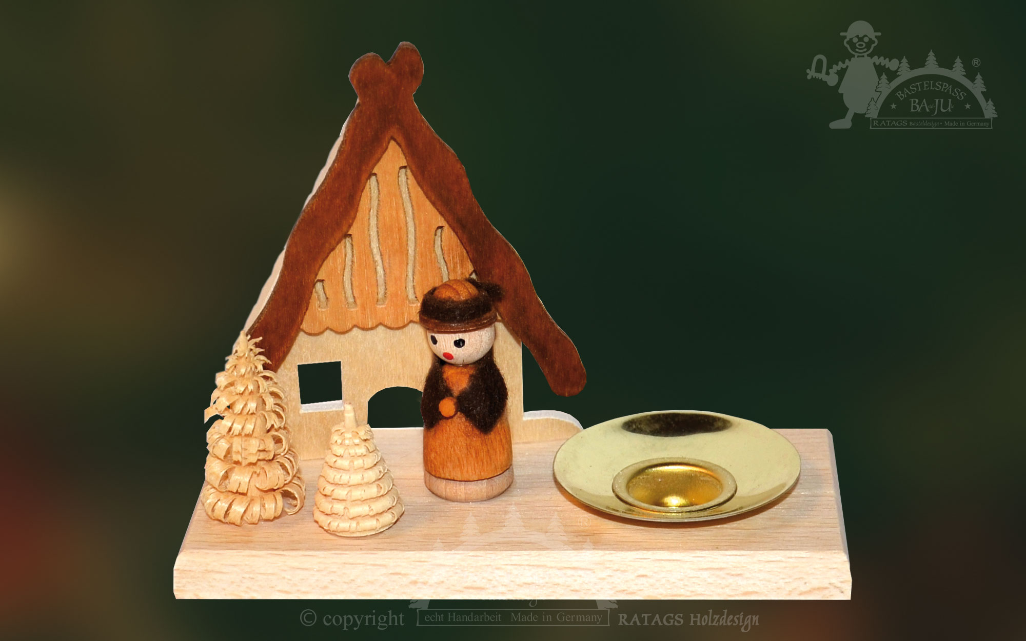 Kerzenhalter zum Basteln, Figur mit Haus 1 Tülle