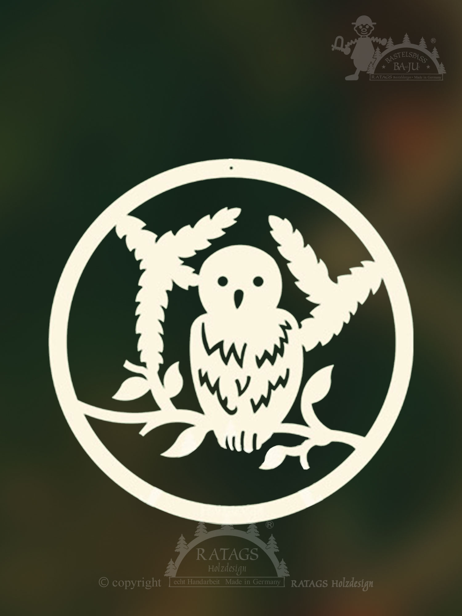 Window picture for crafting, night owl, for sawing out