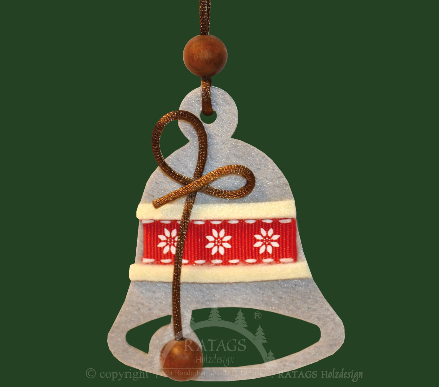 Tree decoration for crafting, bell material felt, length approx. 8.5 x 8 cm (WxH)