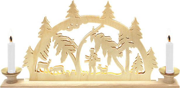 Tischlichterbogen für 2 Pyramidenkerzen Förster im Wald Tischlichterbogen für 2 Pyramidenkerzen Förster im Wald