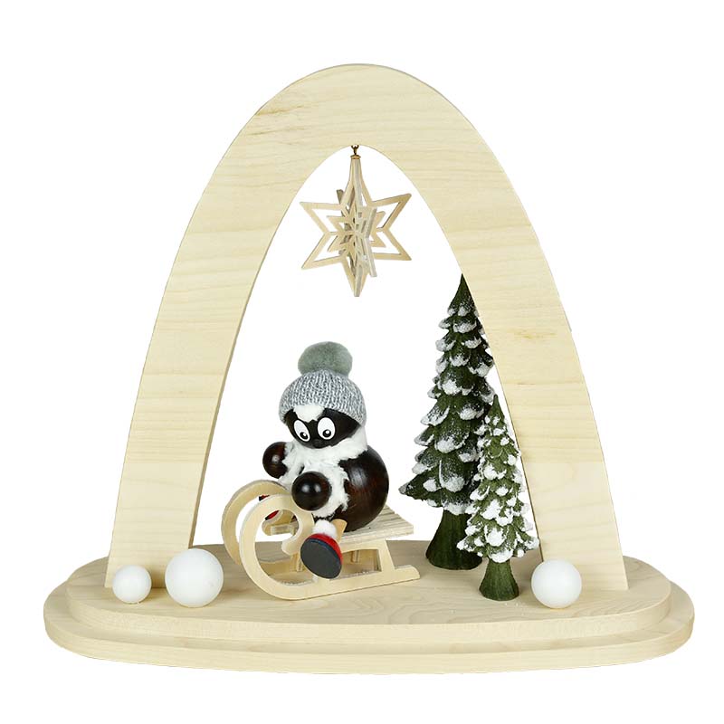 Massivholzbogen, Pitti auf dem Schlitten USB-Stromversorgung Massivholzbogen, Pitti auf dem Schlitten USB-Stromversorgung