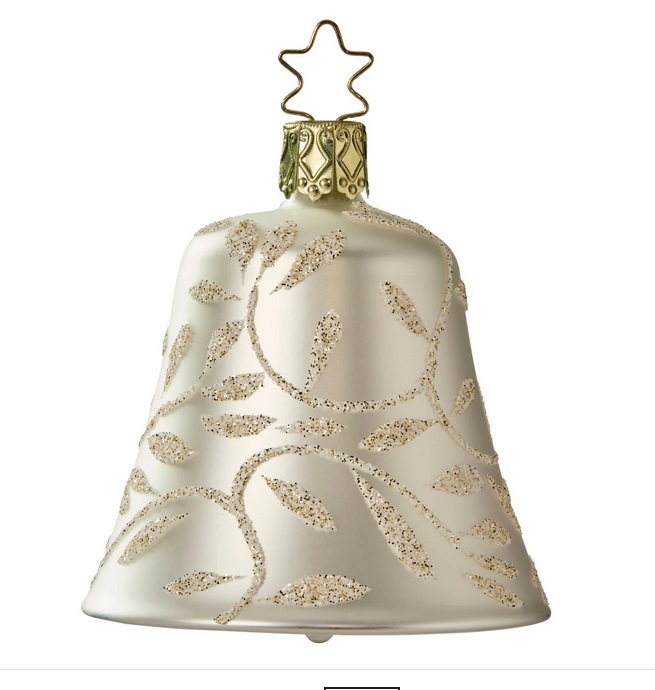 Engel im Ring mit Bäumchen, Glocke, Glasglocke, silber