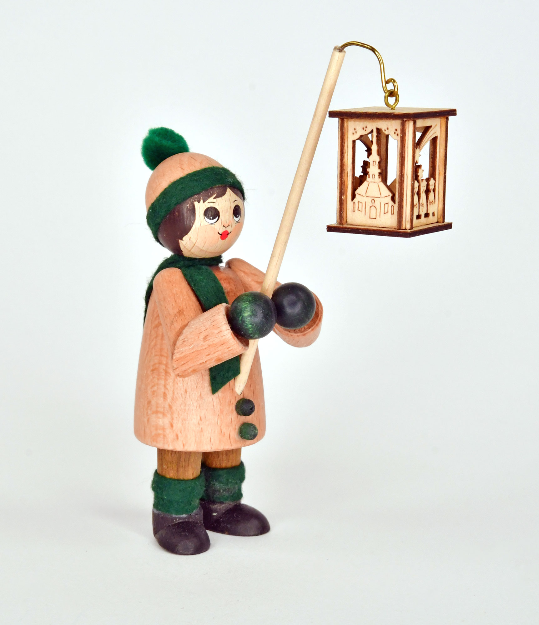 Grande figurine, enfant lanterne rose