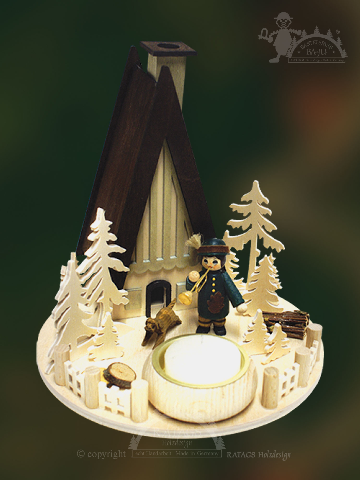 Assiette lumineuse à bricoler, avec cabane finlandaise