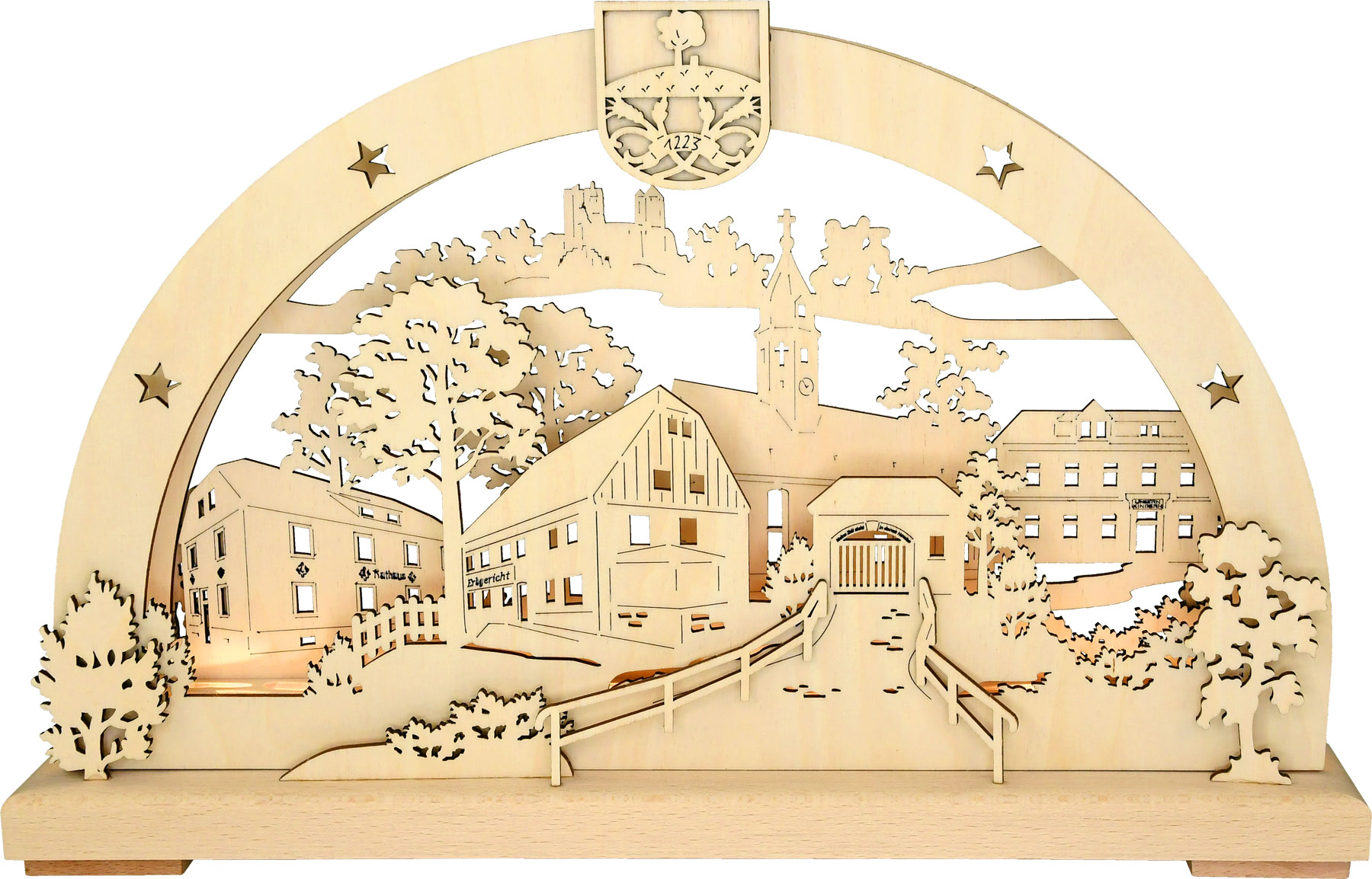 Arche lumineuse LED 3D Langenwolmsdorf petite, 800 ans Lawodo