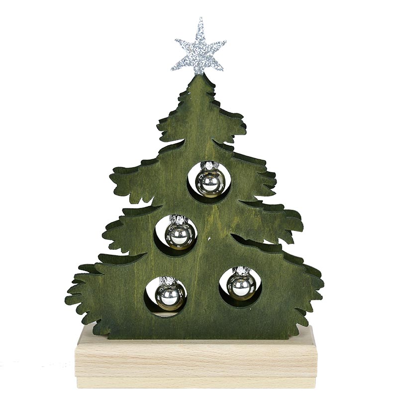 Mini fir tree, stained green, silver ball, half USB
