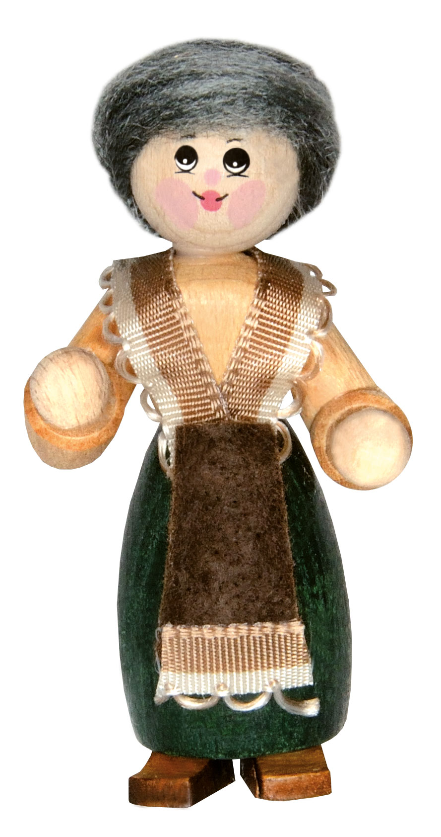 Sammler-Püppchen, Oma mit Schürze, graue Haare, Dutt