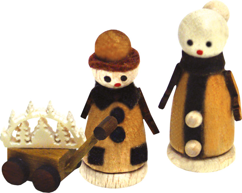 Figurine in miniatura, set da 2, nonna e nonno con carrozza