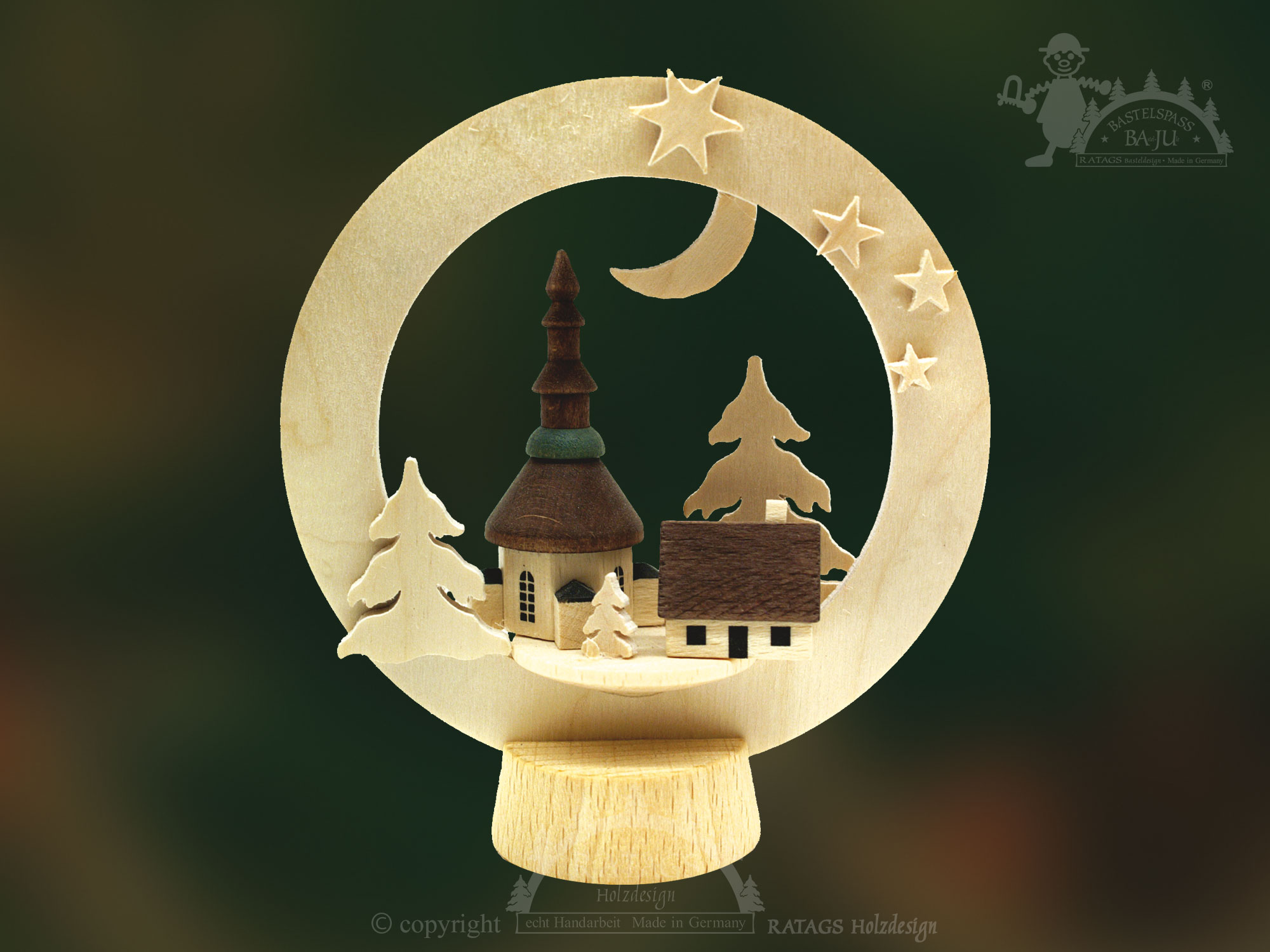 Sockelring zum Basteln, Kirche mit Häusc Sockelring zum Basteln, Kirche mit Häusc