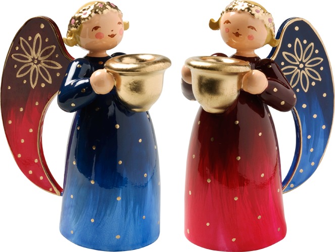 Engel reich bemalt, klein, mit Lichtnapf