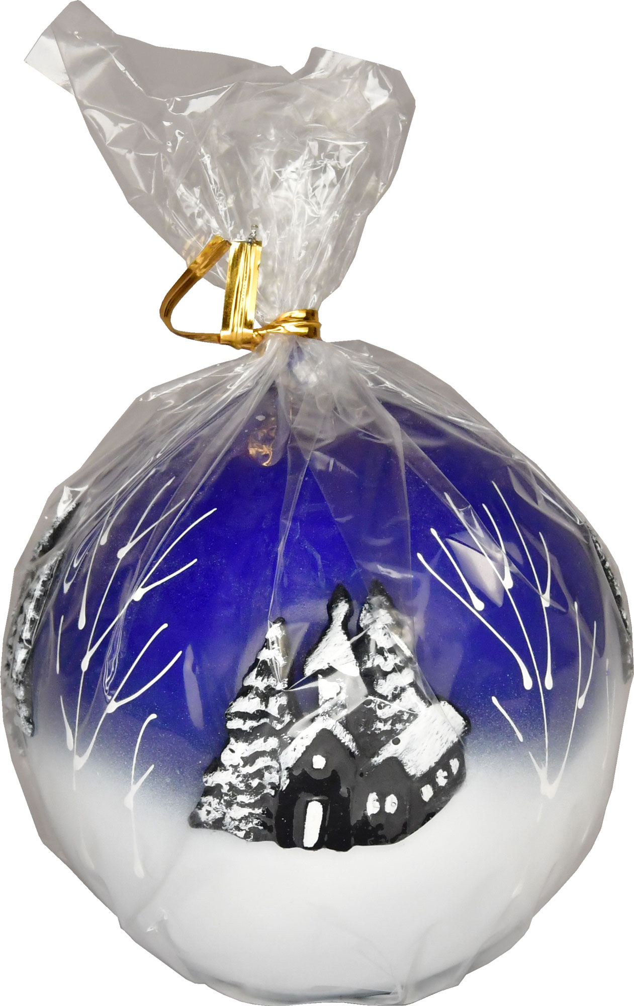 Winter Dream ball candle, midnight blue, height 9 cm