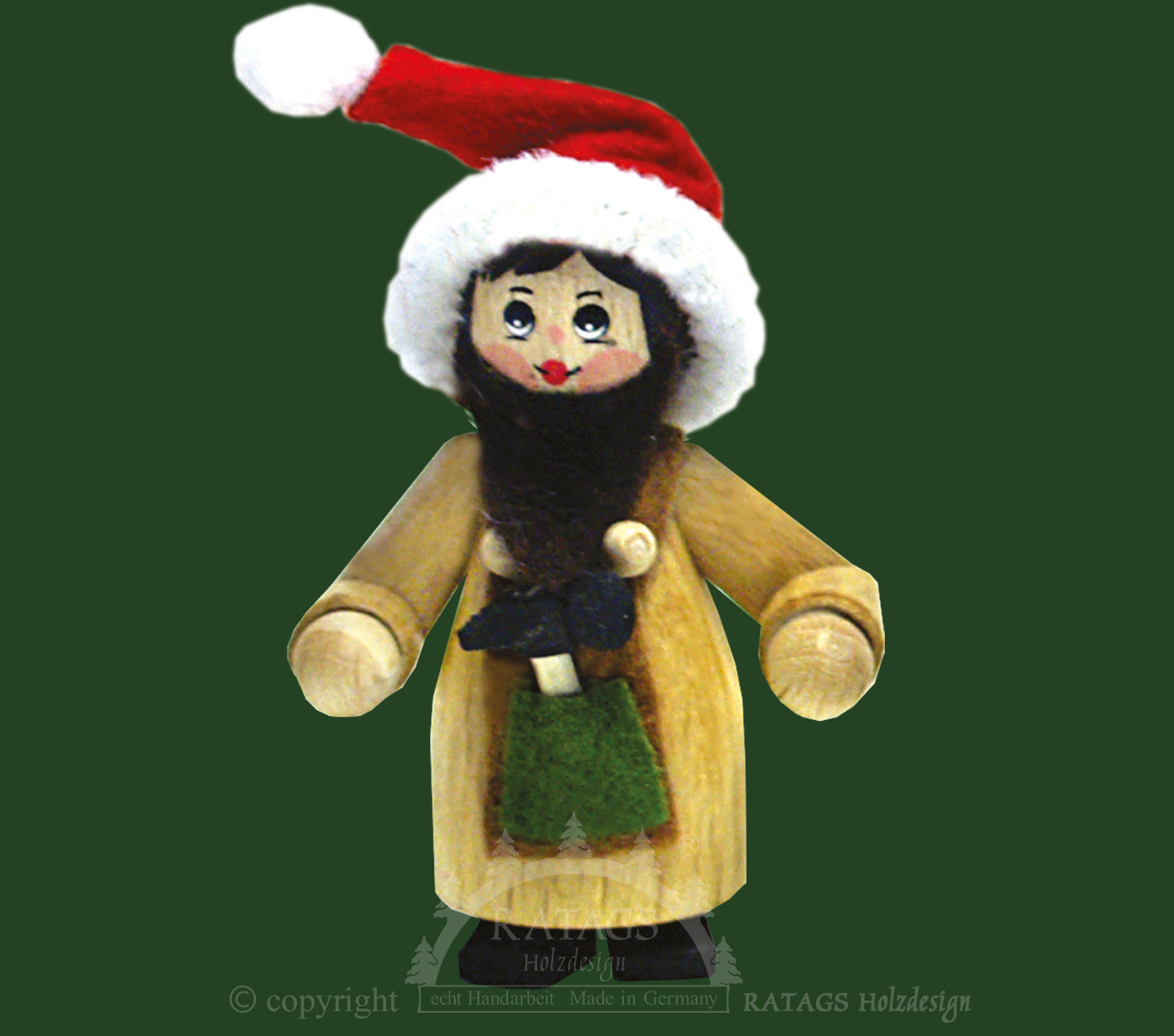 Figur, Wichtel mit roter Weihnachtsmann-Mütze, Hammer