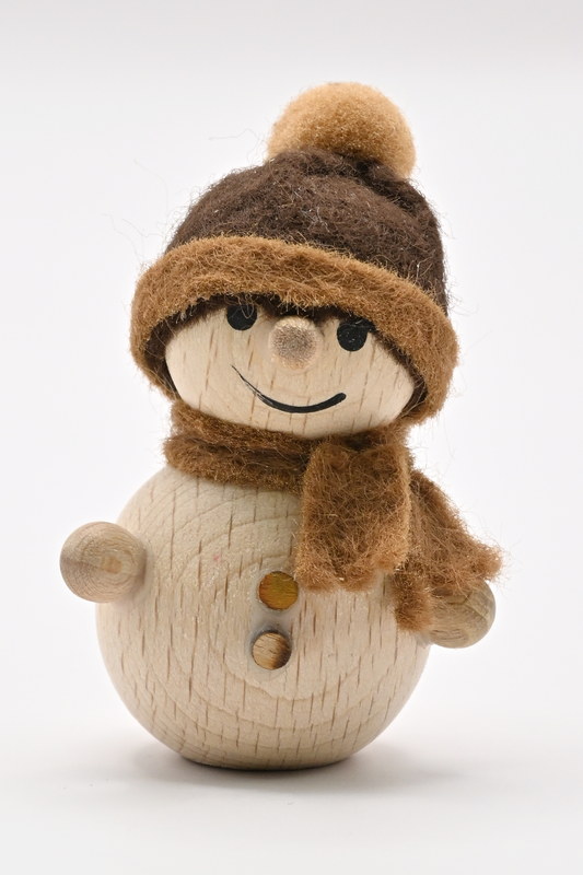 Schneemann natur, stehend braune Mütze, H 5,5 cm