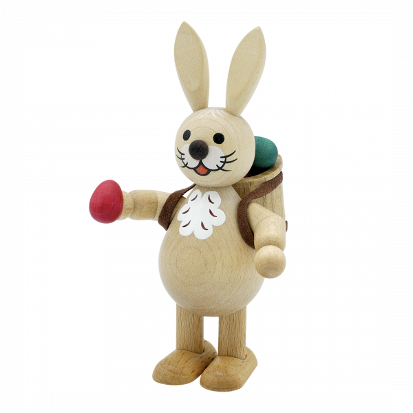 Easter bunny with basket, natural, 9 cm