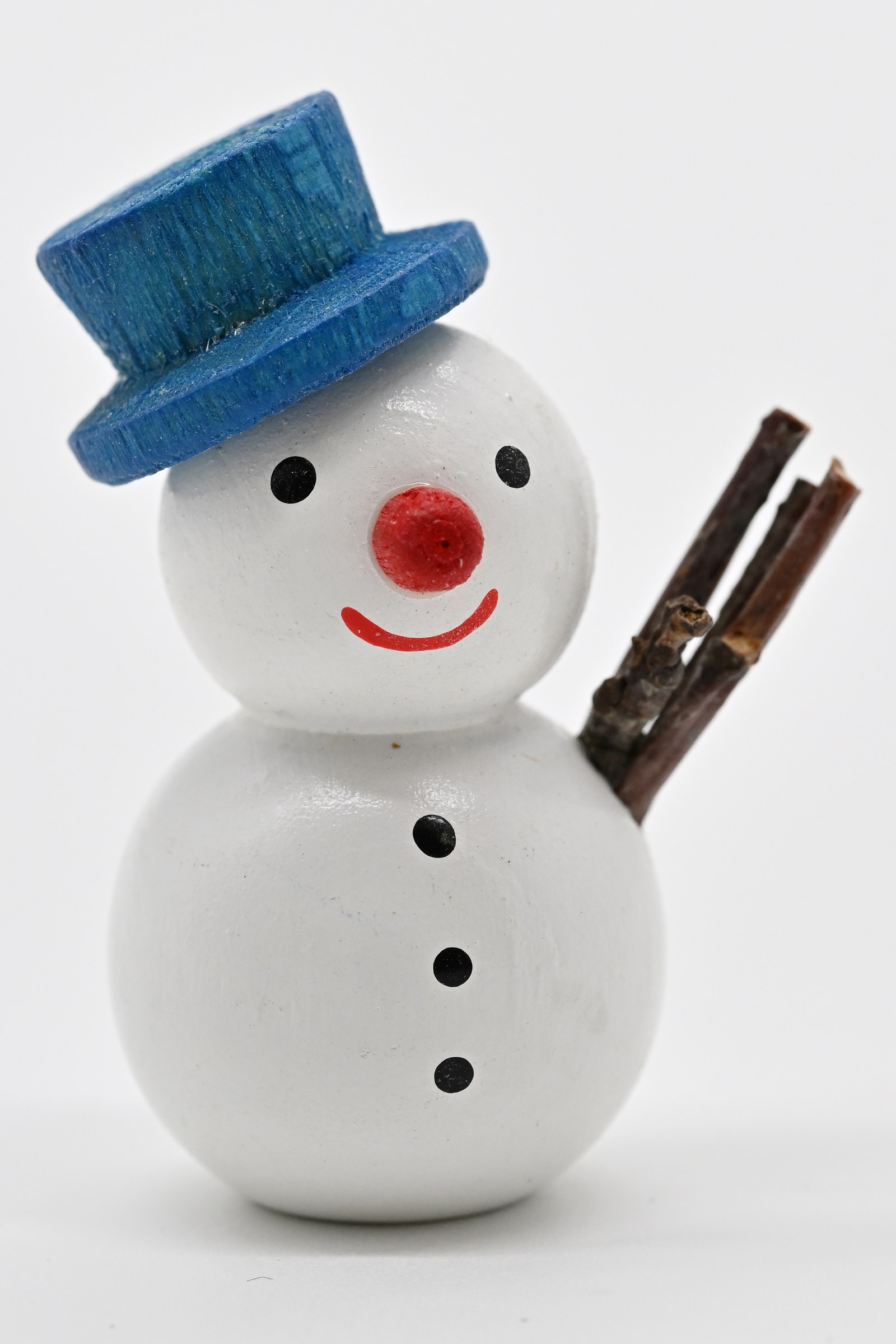 Schneemann weiß, blauer Hut, 3,5 cm