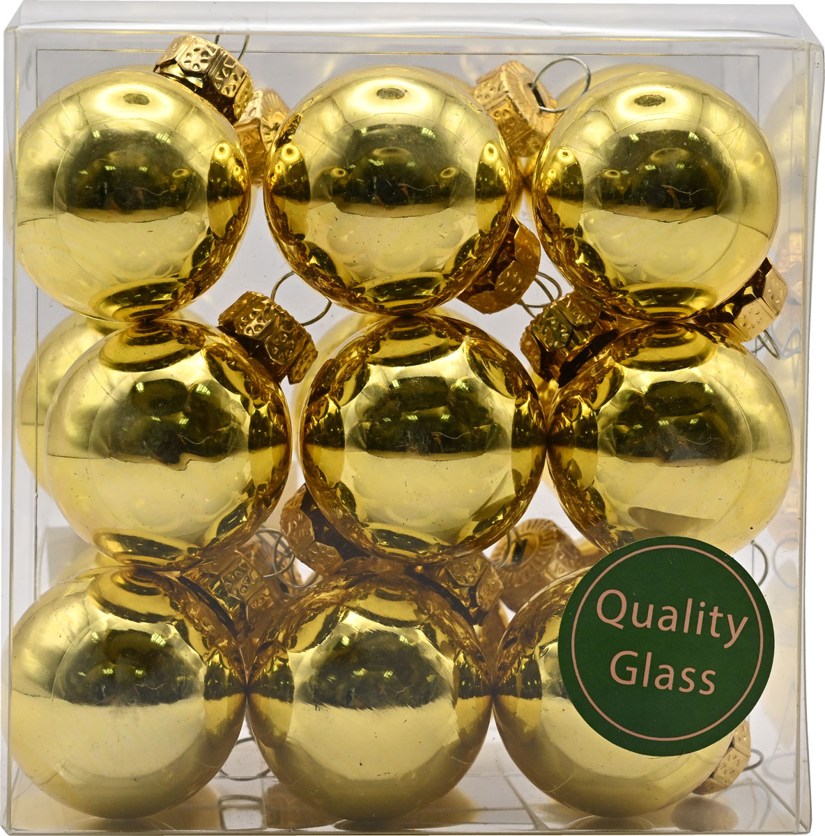 Glaskugeln, 18 Stück, 30 mm, gold gold shiny Glaskugeln, 18 Stück, 30 mm, gold gold shiny