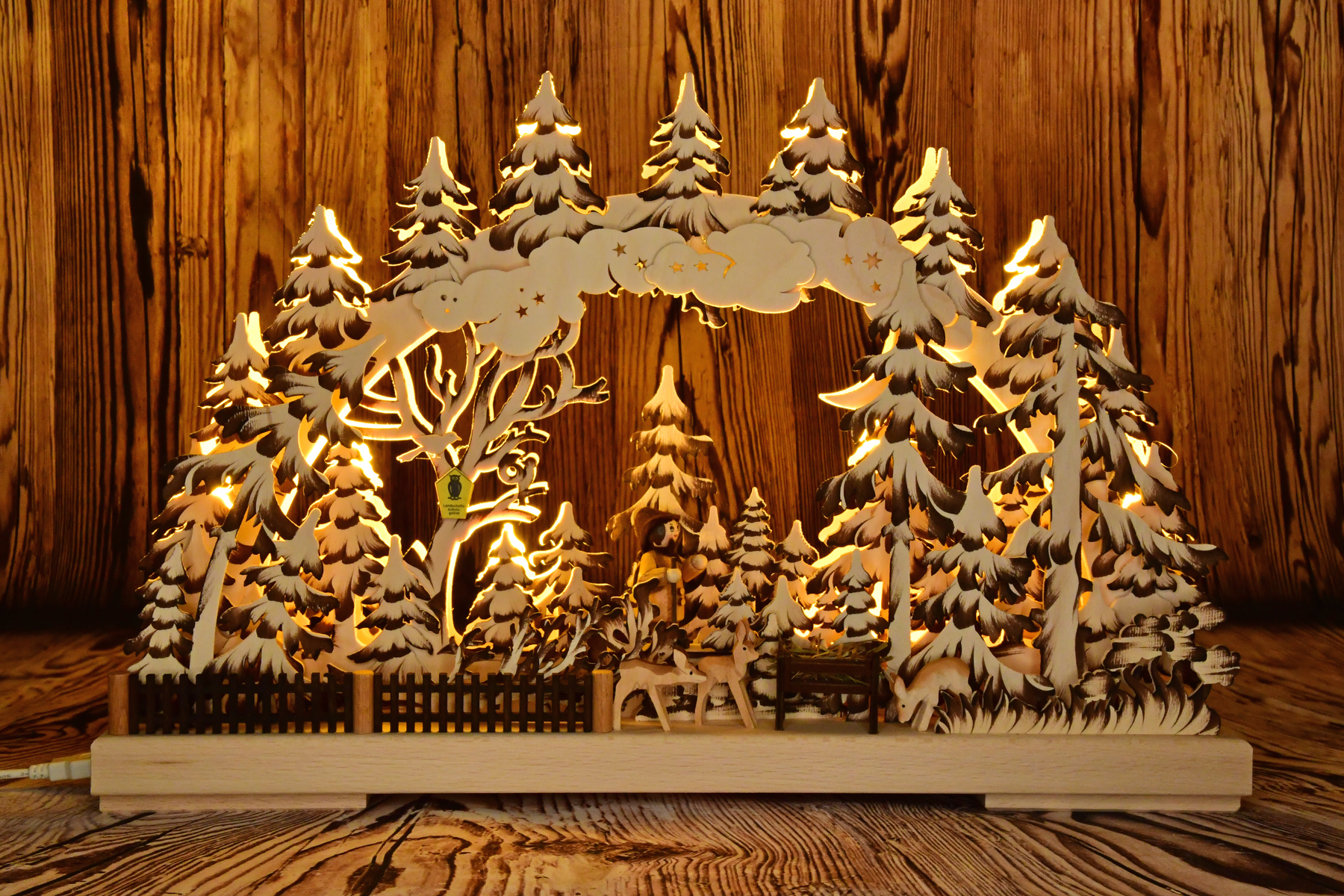 Small 3D Schwibbogen, nature reserve, hand-painted, brown