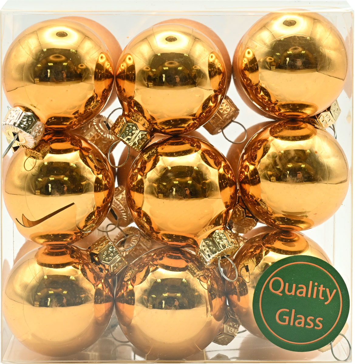cb. 18 glassballs/cap copper combi