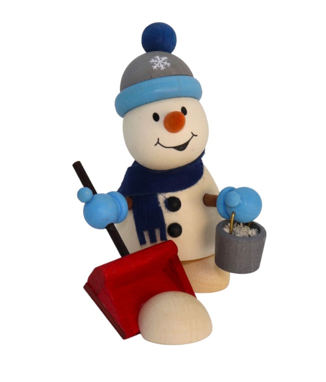 Schneemann mit Schneeschippe