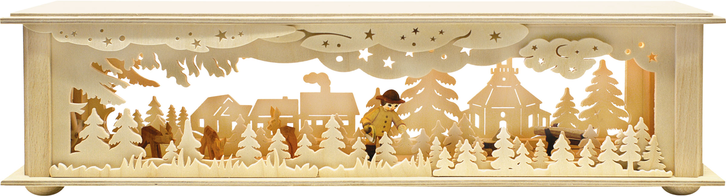 Raumleuchte kl., Mann am Sägebock