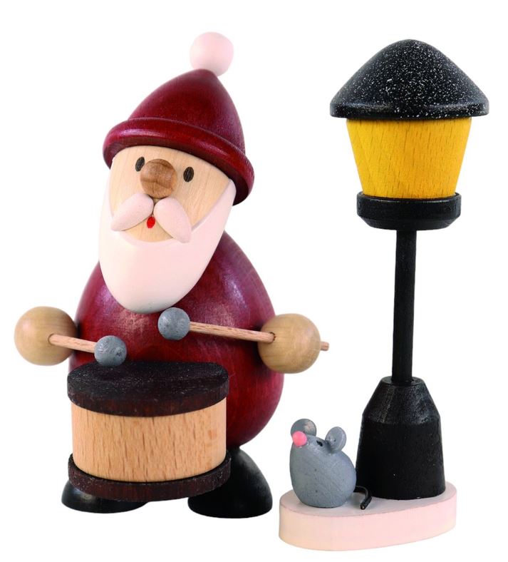 Weihnachtsmann mit Trommel und Laterne