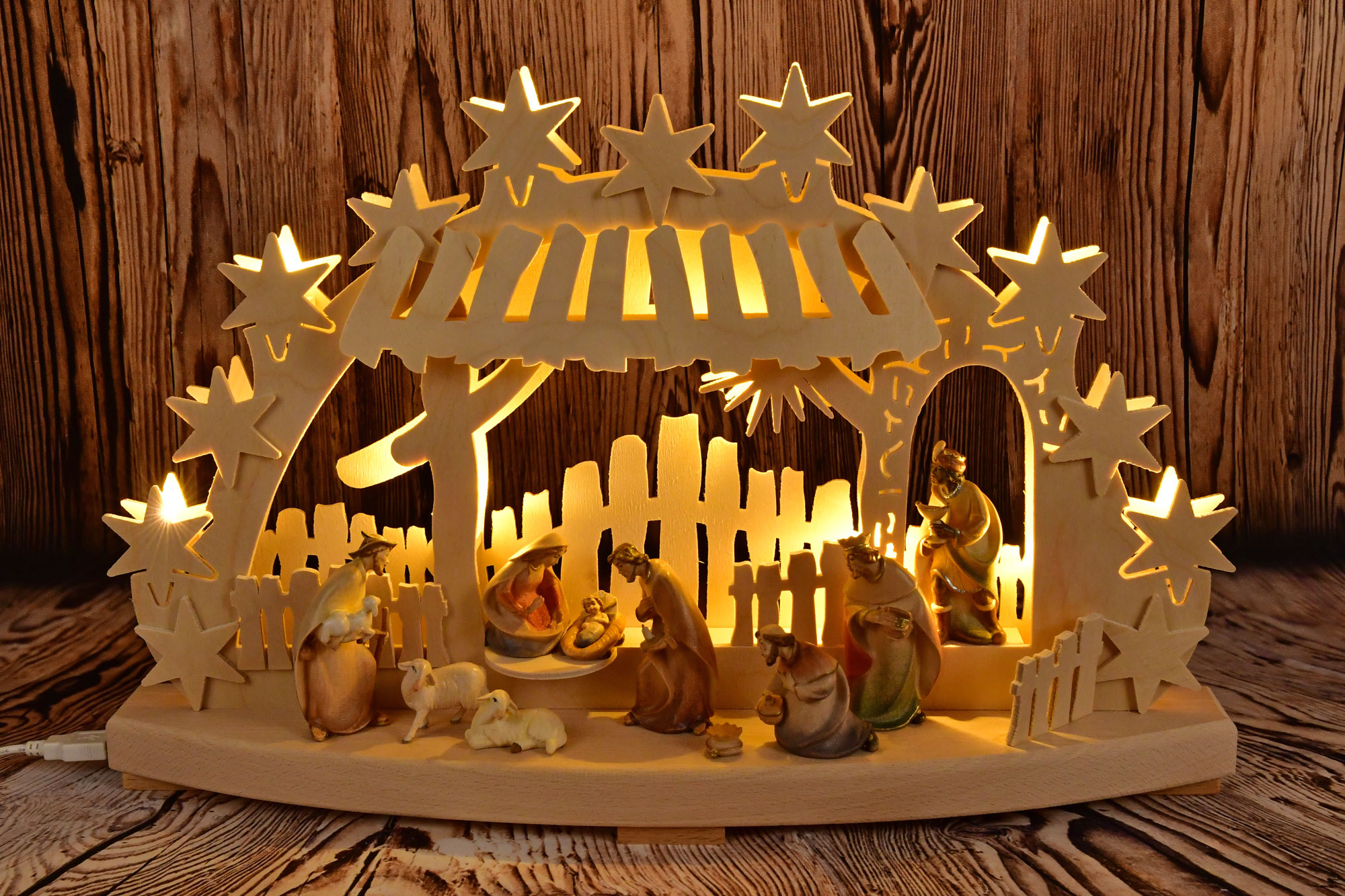 Liten ljusbåge, Kristusbarnet, tyrolska figurer i färg, 7 cm