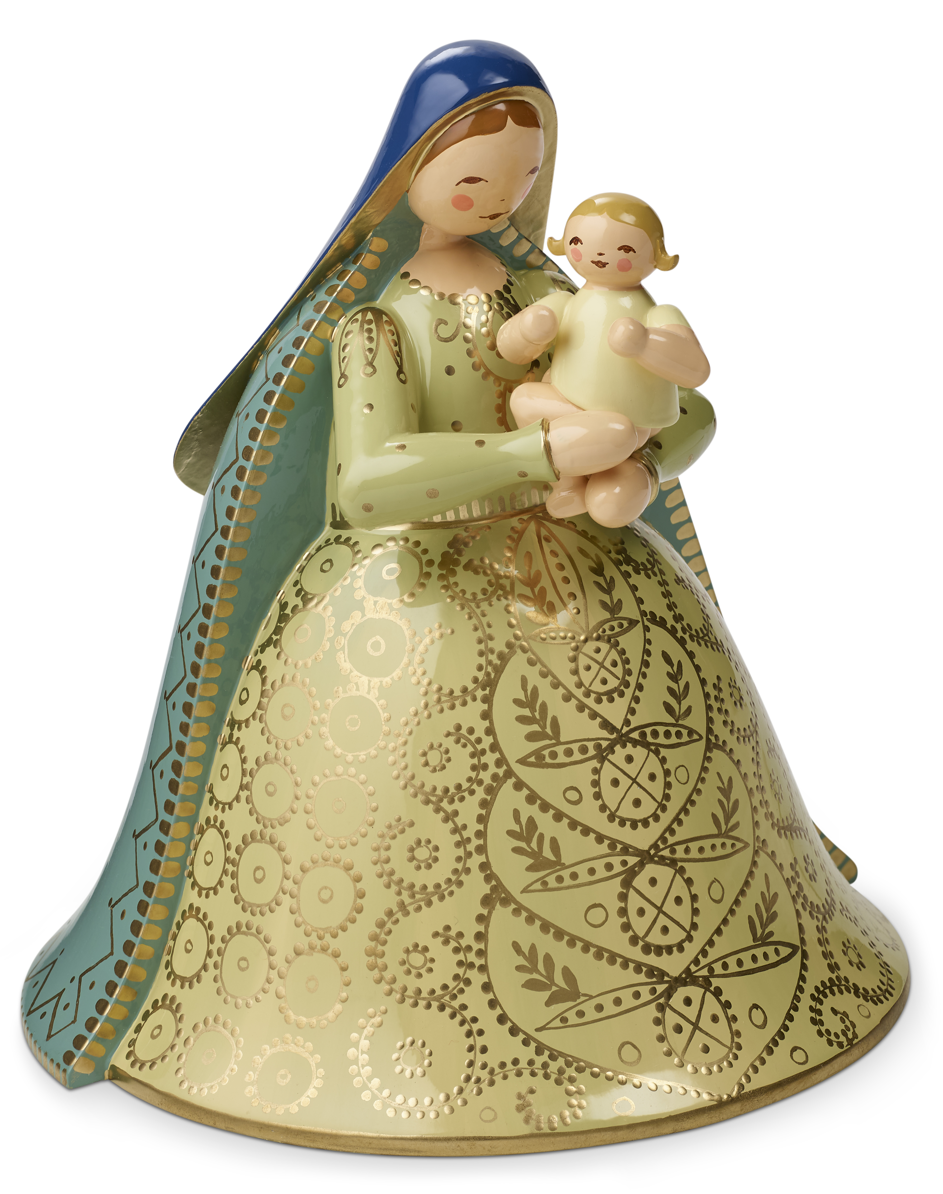 Madonna mit Christkind, reich bemalt, creme-hellblau