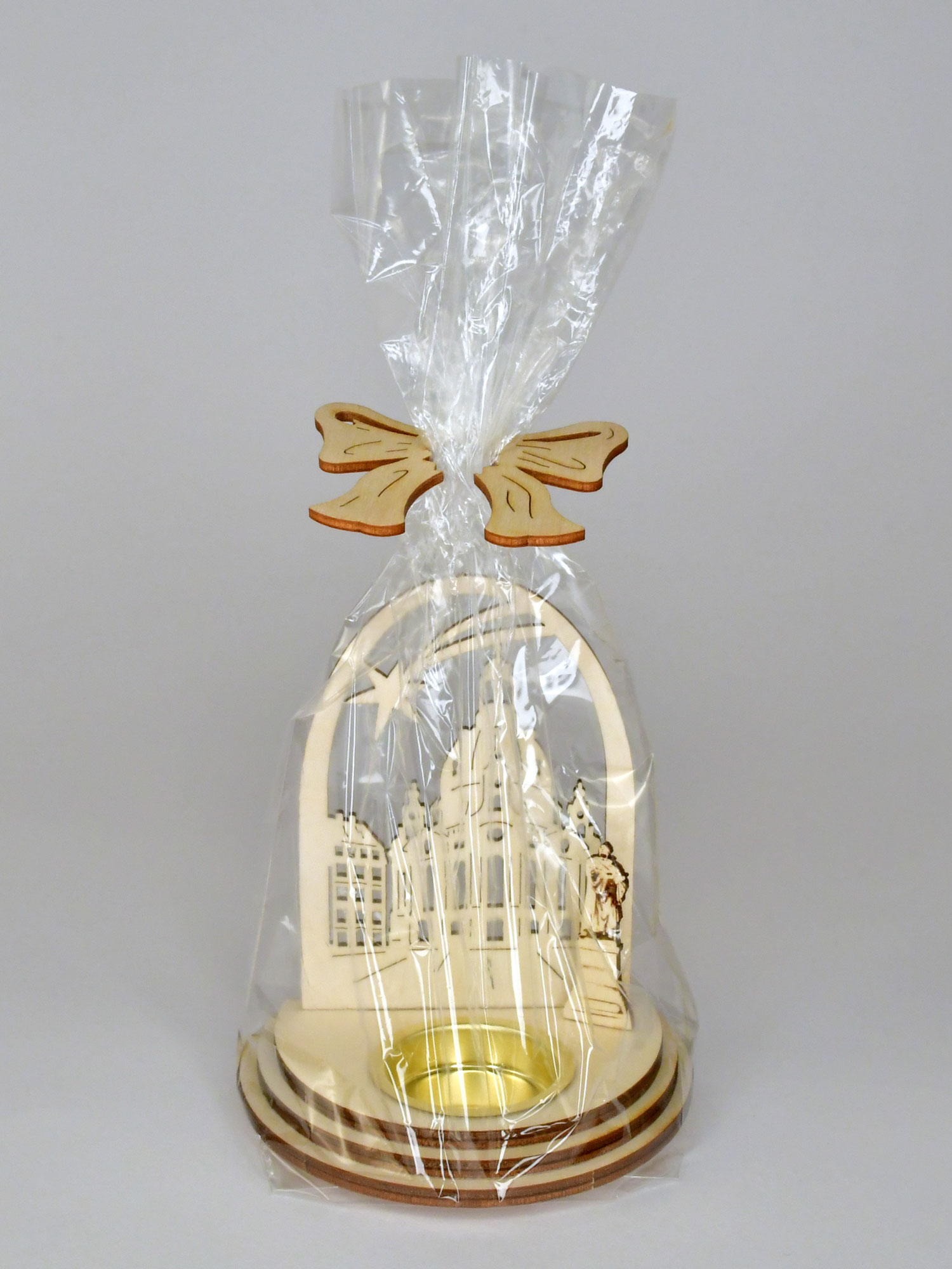 Schattenspiel, Frauenkirche mit Bogen 1 Teelichthalter, inklusive Teelicht