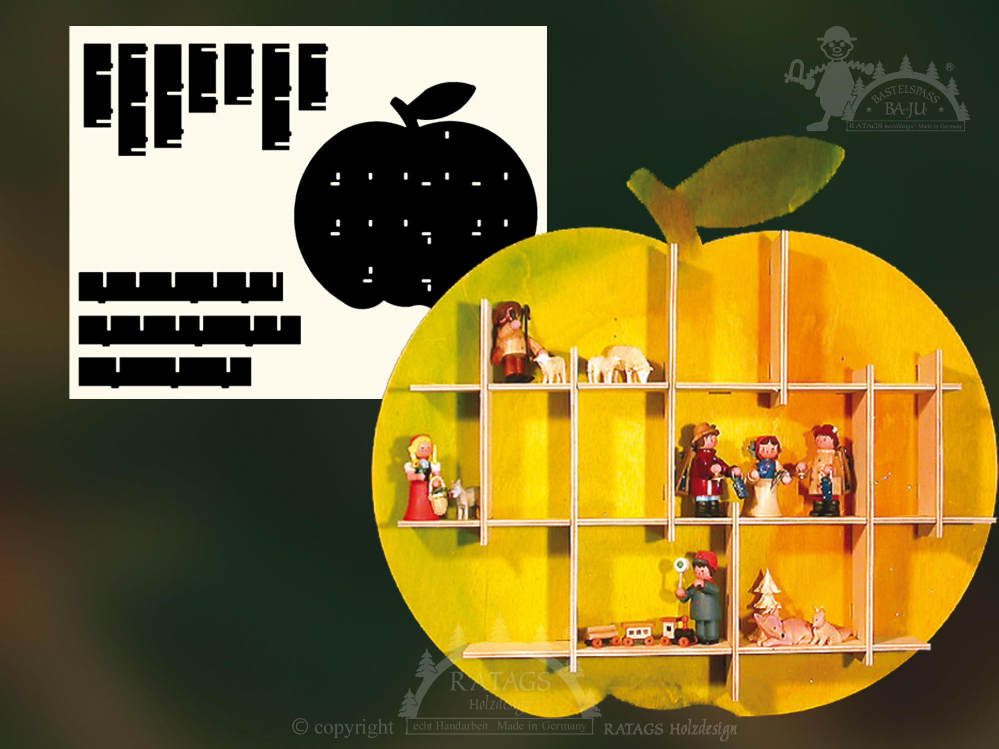 Setzkasten zum Basteln, Apfel Setzkasten zum Basteln, Apfel