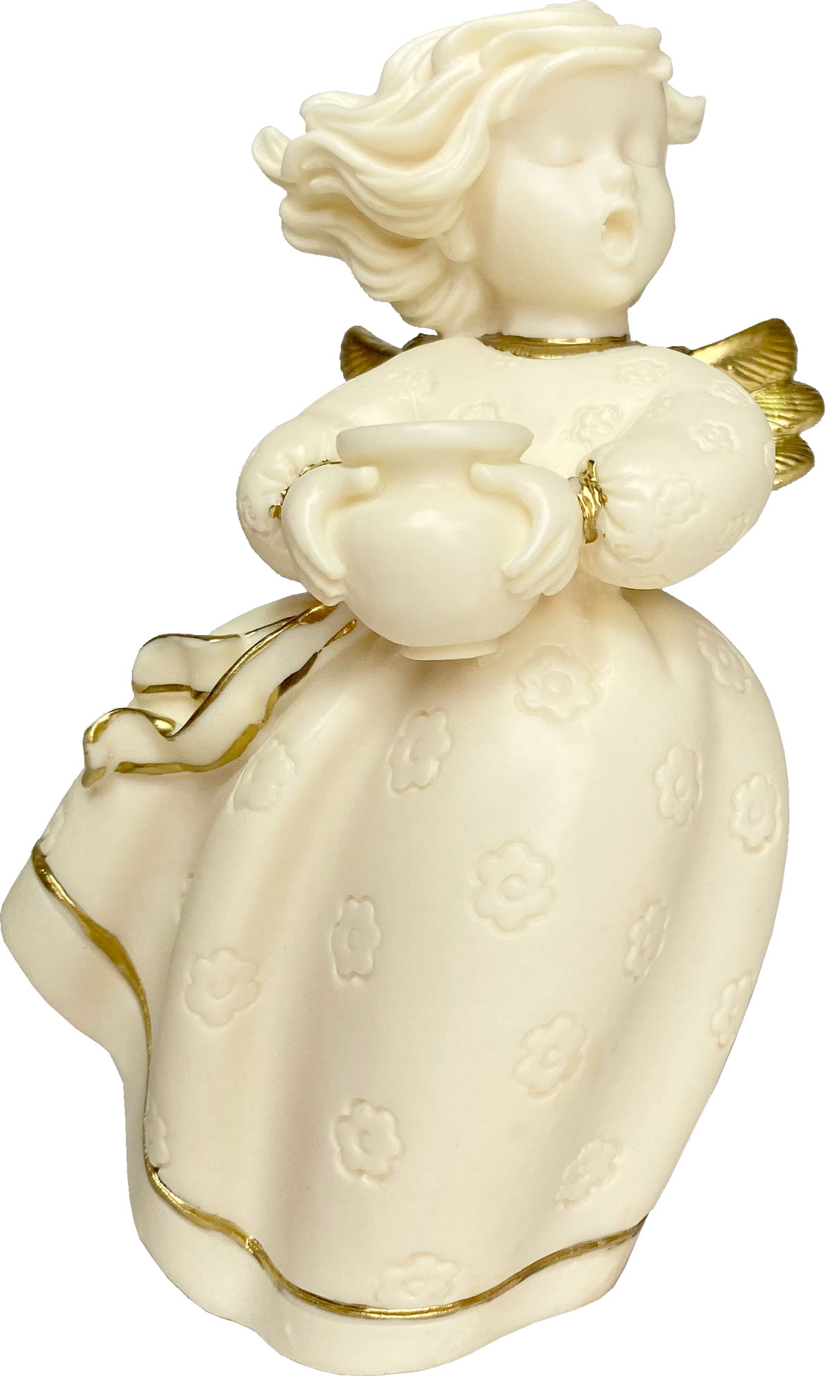 Poly angel singing with jug, gold-plated FARO Italy