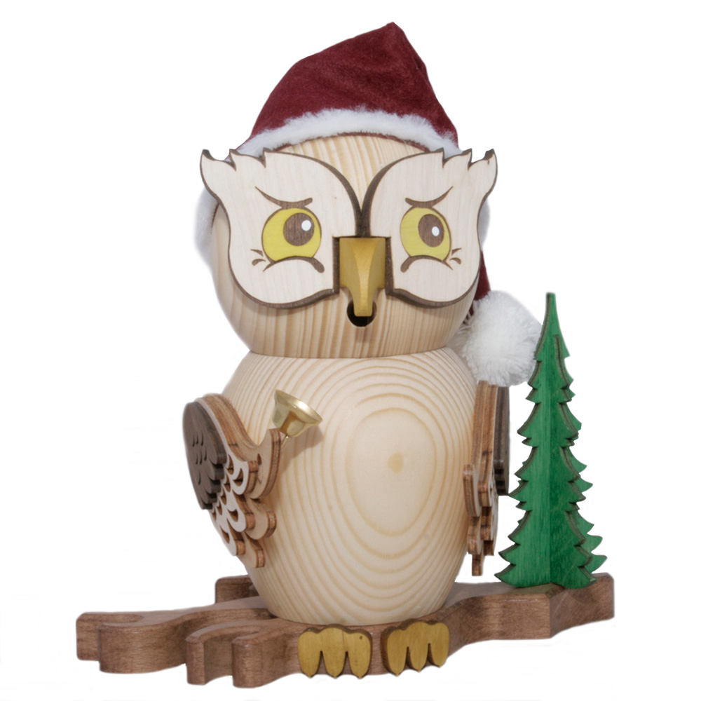 Smoking figure, owl Santa Claus approx. 15 cm
