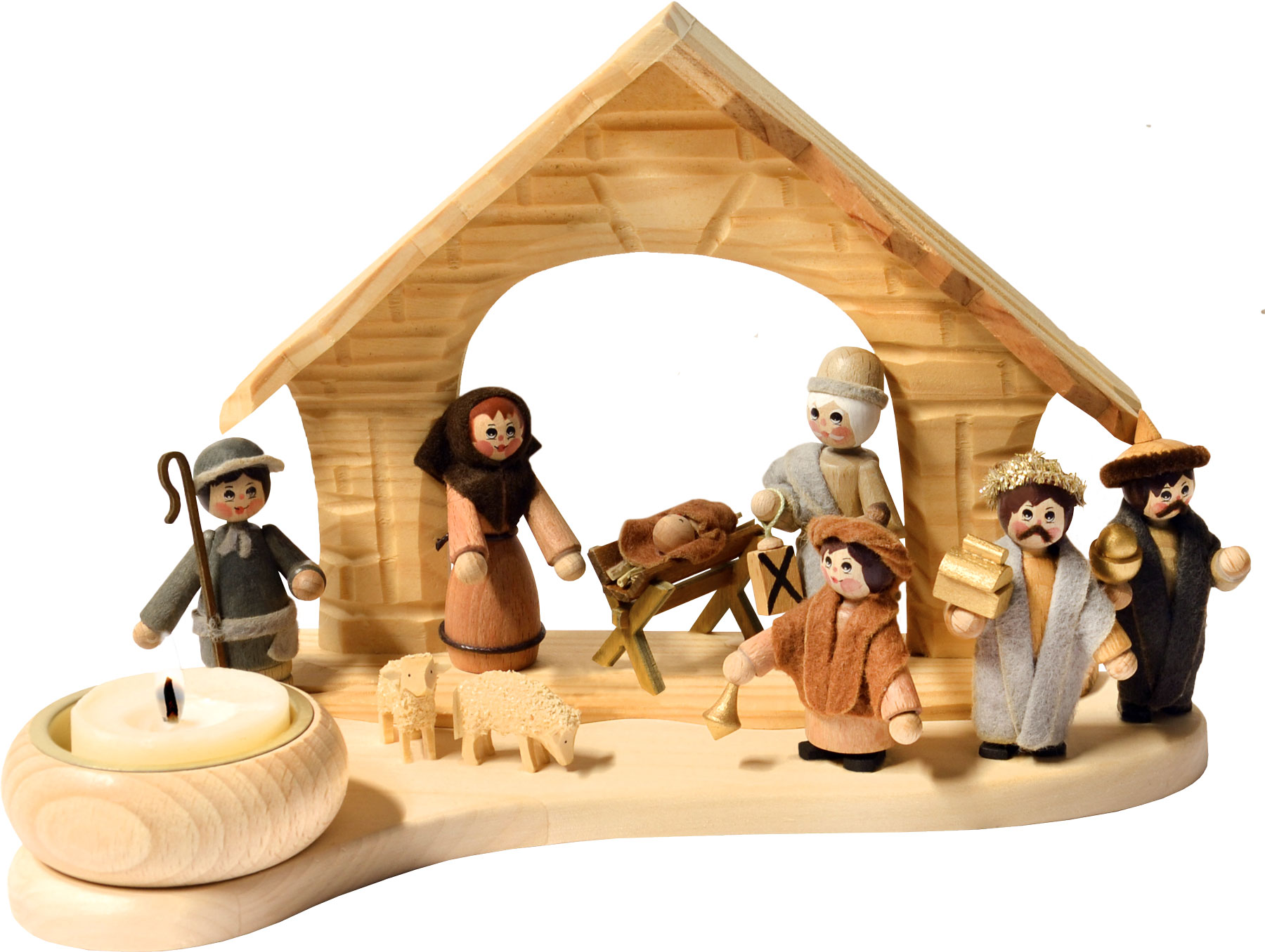 Solid wood table decoration, Nativity scene