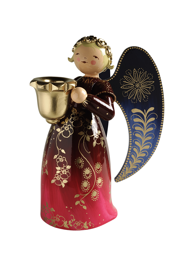 Engel reich bemalt, groß, mit Lichtnapf,