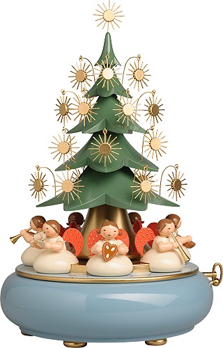 Spieldose mit unter dem Baum sitzenden E We Wisch You a Merry Christmas