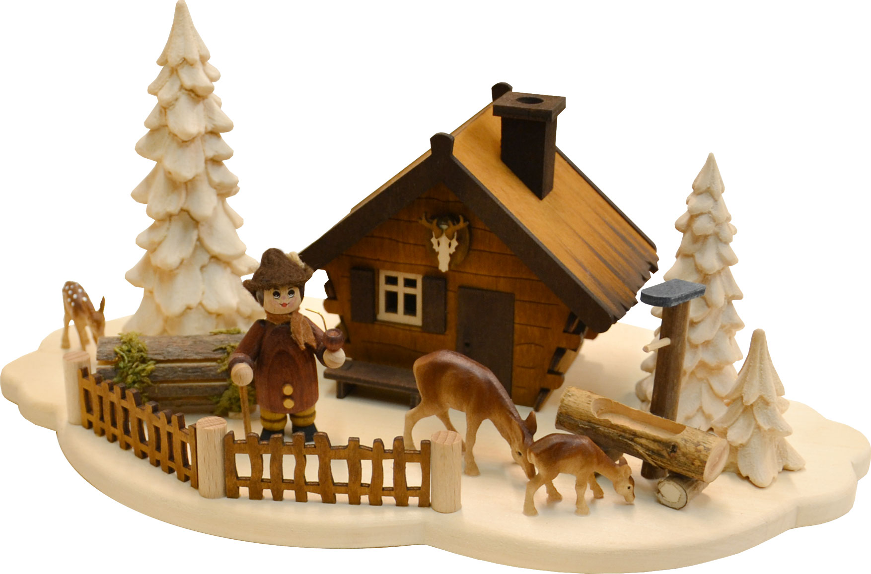 Table decoration with incense house, forester's lodge