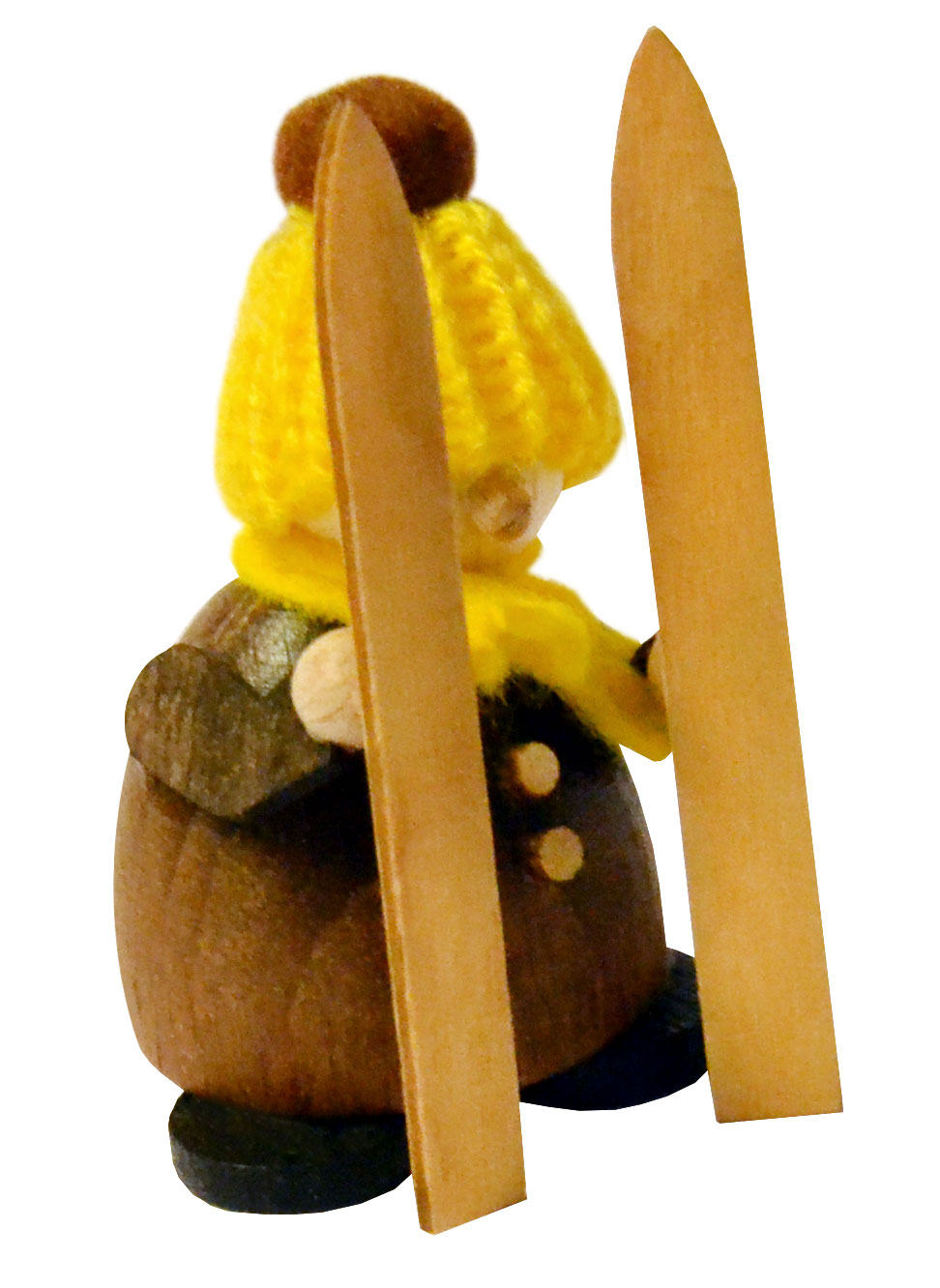 Figur Molli Wiki, med ski, brun, gul hue