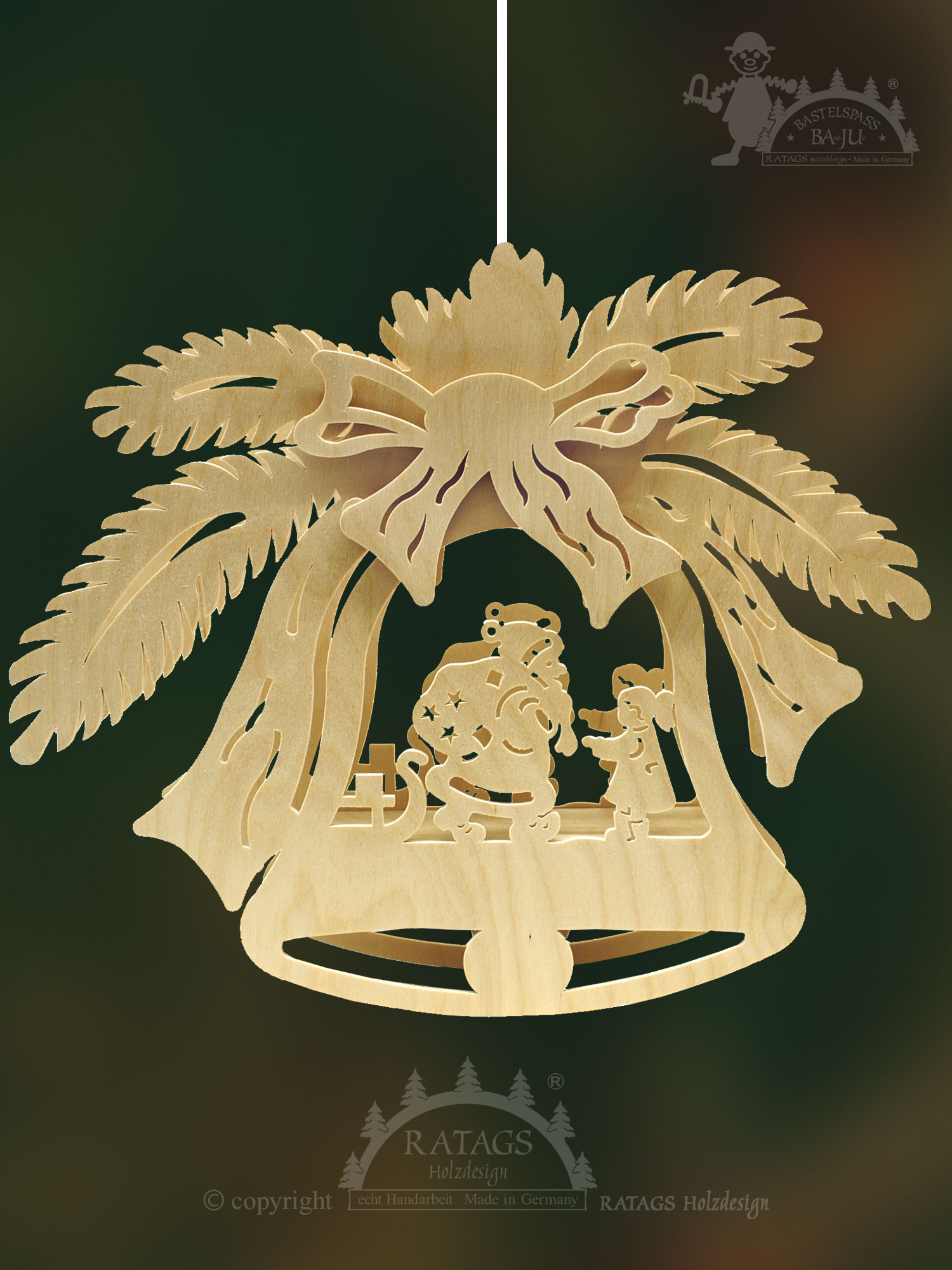 Fensterbild, beleuchtet, zum Basteln, Glocke, Bescherung, Selbstmontage Fensterbild, beleuchtet, zum Basteln, Glocke, Bescherung, Selbstmontage