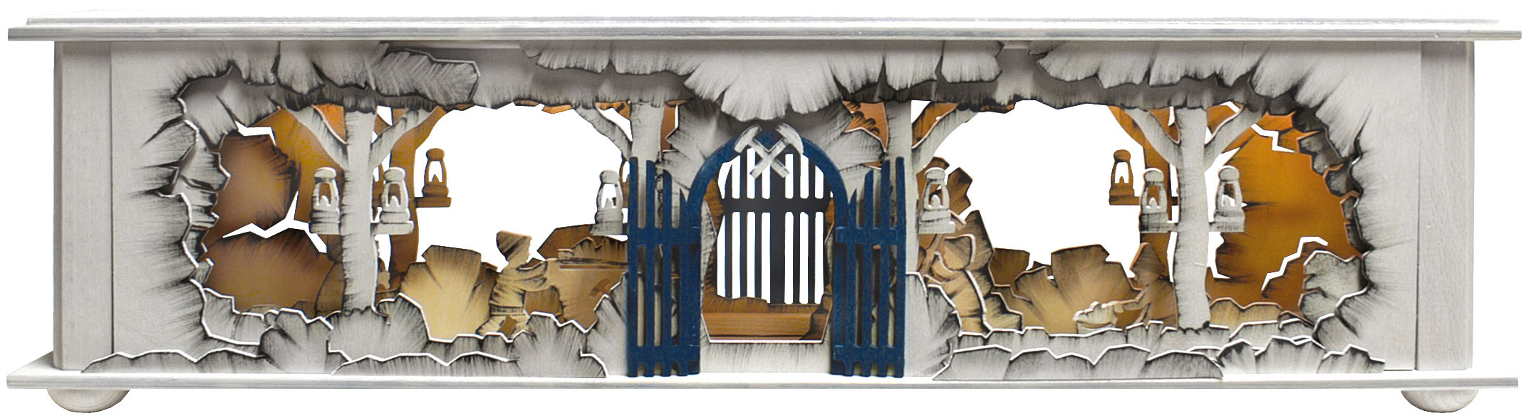 Small room light, mine, sawn figures, hand-painted grey