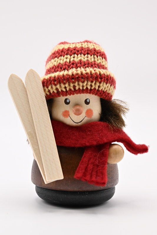 Wackelmännchen, Skifahrer, natur H 8 cm