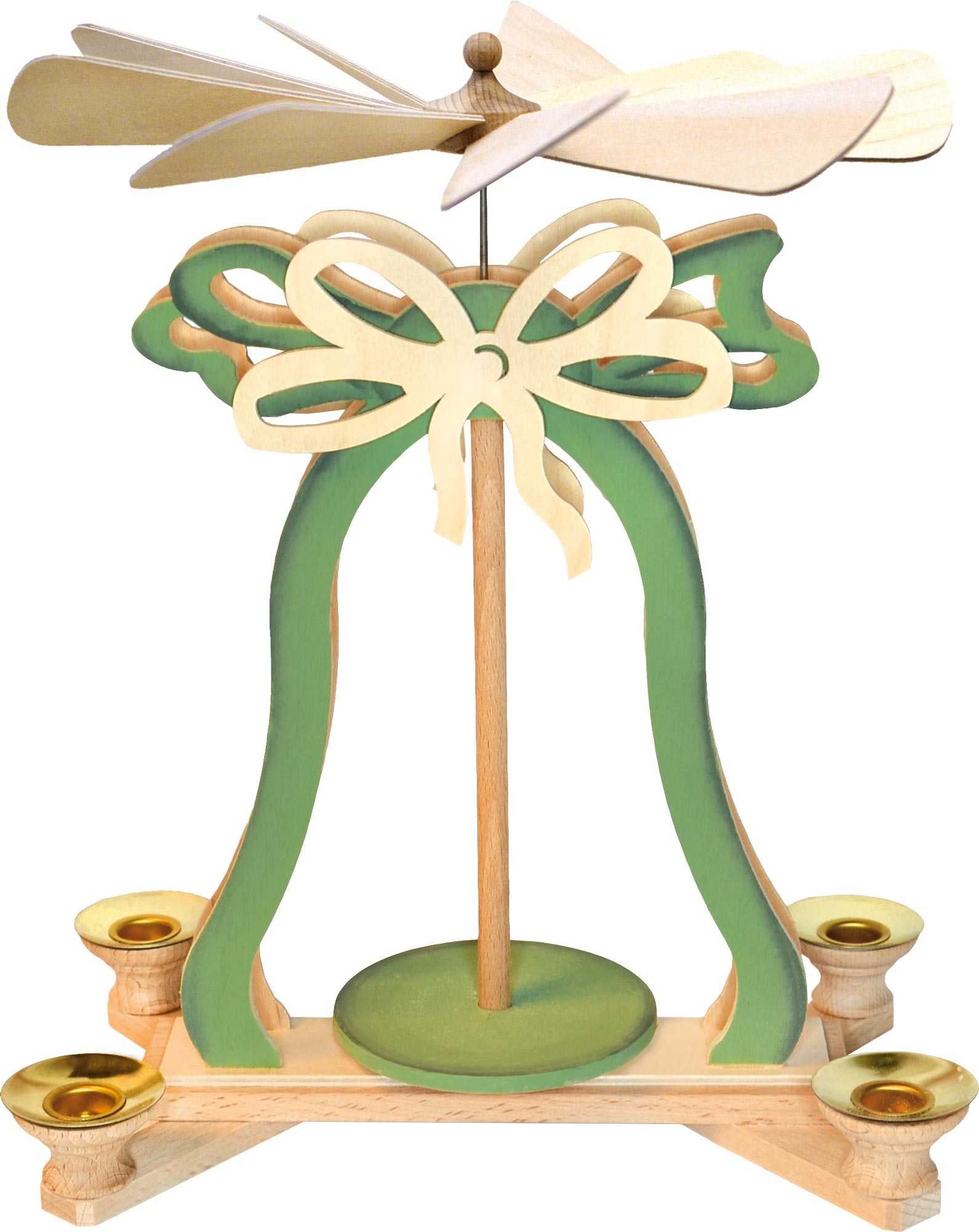 Bell pyramid, with ribbon, green, unfilled