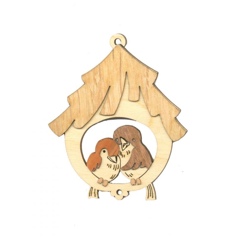 Vogelhaus mit Vögelchen Baumschmuck