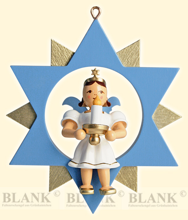 Angel in a star, coloured candle, 9 cm