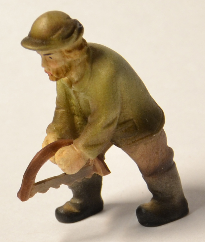 Waldmann gebückt, Baumsäge, coloriert 60 mm