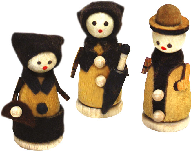 Miniature figures, set of 3, visitors