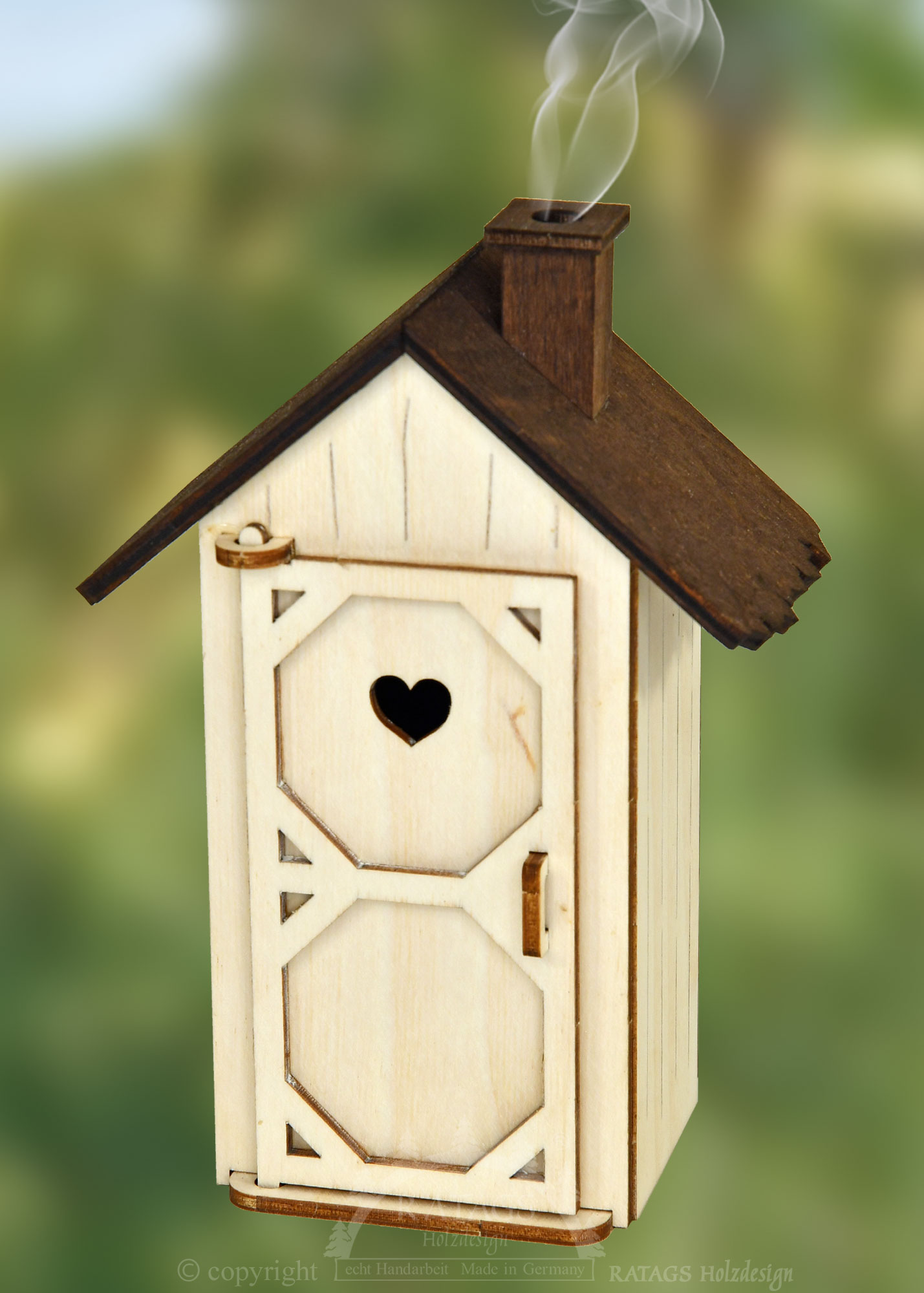 Incense house – brown toilet house Size: approx. 11 x 6 x 15 cm WxDxH