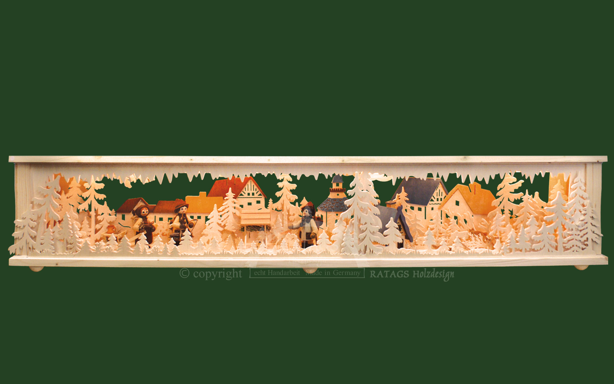 Room light, large, for Schwibbogen, 125 cm, 3 turned figures.