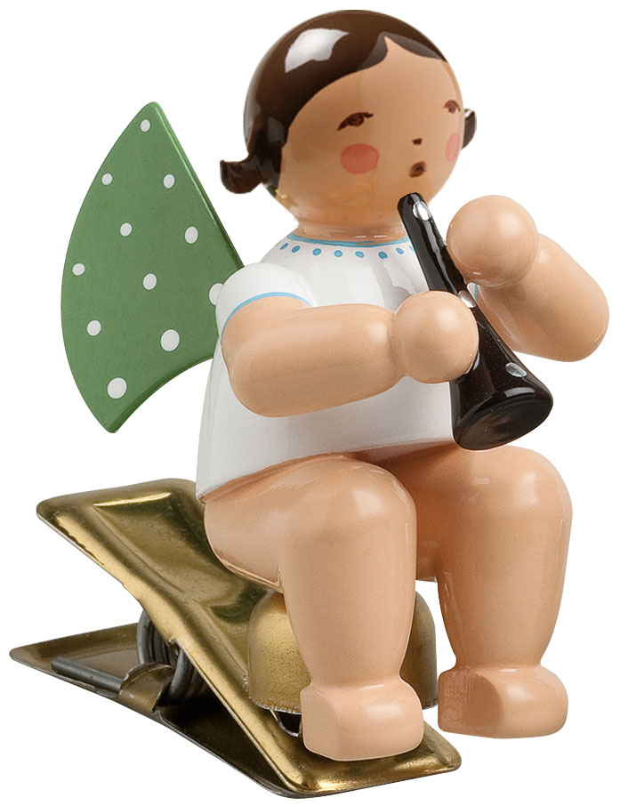 Engel mit Klarinette, auf Klemme, dunkel