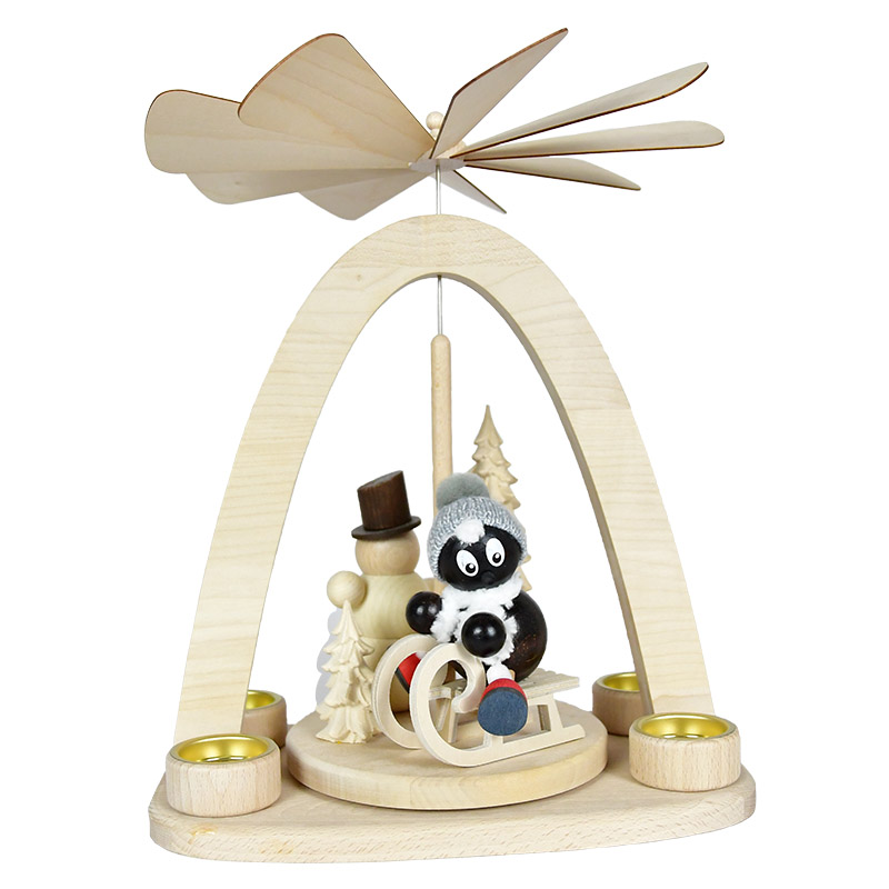 Massivholzpyramide groß Pitti auf dem Schlitten