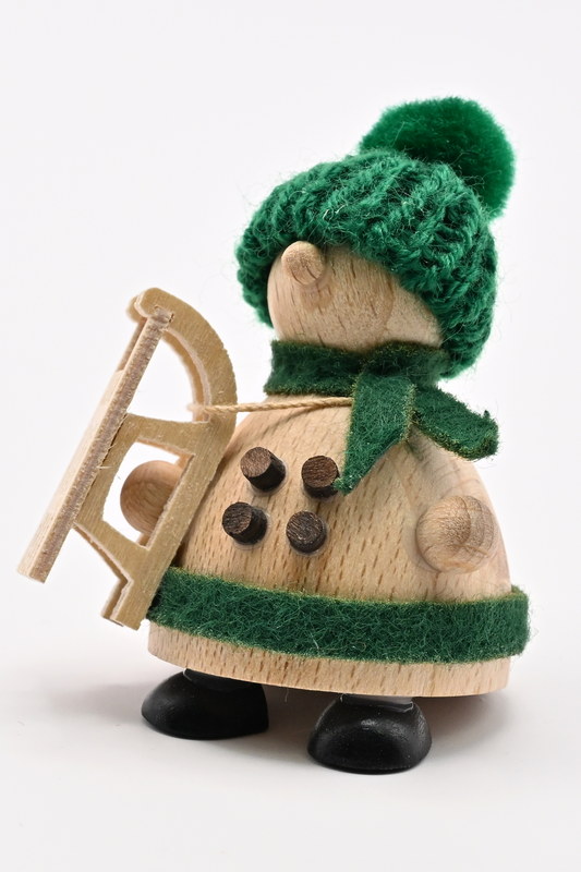 Snow-Molli, boys' line, with sledge, green knitted hat, H 5 cm