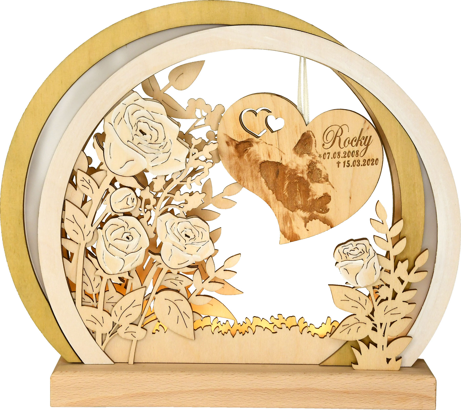 Romantikleuchte, LED, rund, Rosen, grün